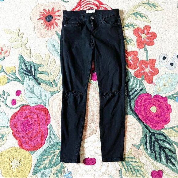 Current/Elliott | black distressed skinny denim - Picture 1 of 3